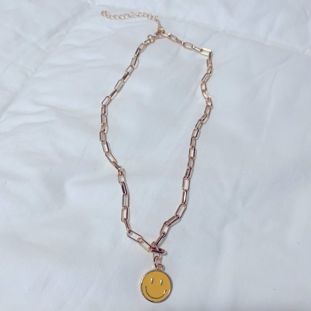 Yellow smiley face necklace